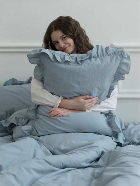 Комплект постельного белья с рюшами Варёный хлопок &bull; 100% хлопок Soft Collection &bull; Волна BOILED-COTTON-KHYLIA-RUSH-A фото