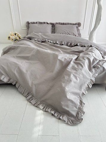 Комплект постельного белья Рюши Бязь Gold Lux &mdash; Светло-серый RUCHI-Bgold-LIGHT-GREY фото