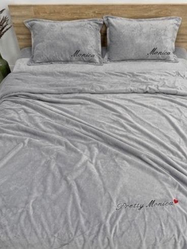Комплект велюрового постельного белья Моника Жемчужный VELOUR-MONIKA-ZHEMCHUZHNIY фото