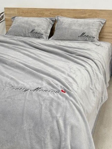Комплект велюрового постельного белья Моника Жемчужный VELOUR-MONIKA-ZHEMCHUZHNIY фото