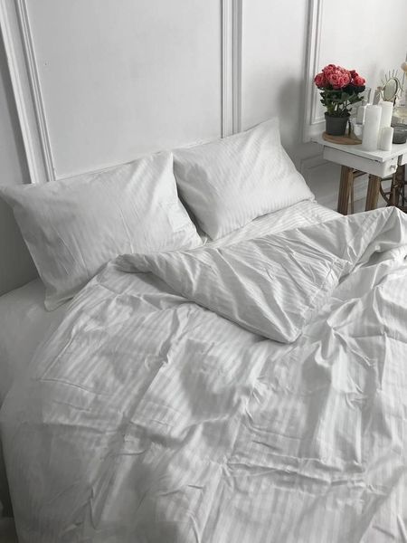 Комплект постільної білизни Страйп-сатин &bull; 100% бавовна &bull; Білий STRIPE-SATIN-BILYI фото