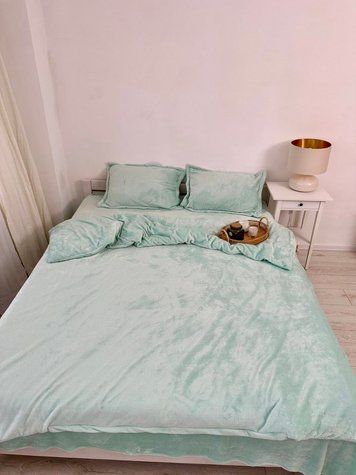 Комплект постельного белья Велюр &mdash; плюш, мягкость и уют &mdash; Мятный VELOUR-1.5-MIATNYI фото