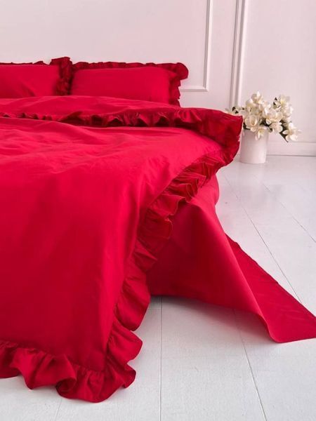 Комплект постельного белья Рюши Бязь Gold Lux &bull; 100% хлопок &bull; Червоний RUCHI-Bgold-RED фото