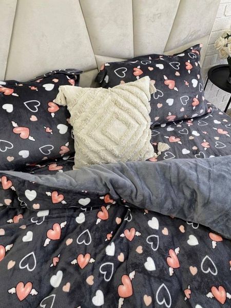 Комплект плюшевої постільної білизни, Серця Нуар PLUSH-SERDTSA-NUAR фото