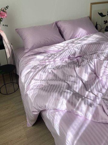Комплект постільної білизни Страйп-сатин &bull; 100% бавовна &bull; Лаванда 2 STRIPE-SATIN-LAVANDA-2 фото