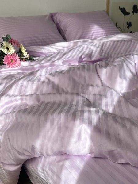 Комплект постельного белья Страйп-сатин &bull; 100% хлопок &bull; Лаванда 2 STRIPE-SATIN-LAVANDA-2 фото