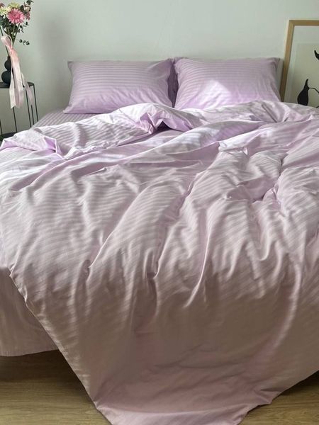 Комплект постельного белья Страйп-сатин &bull; 100% хлопок &bull; Лаванда 2 STRIPE-SATIN-LAVANDA-2 фото