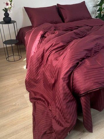 Комплект постільної білизни Страйп-сатин &bull; 100% бавовна &bull; Бордо STRIPE-SATIN-BORDO фото