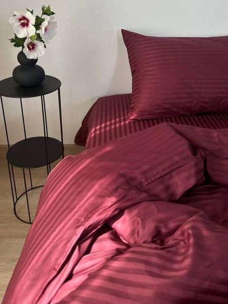 Комплект постільної білизни Страйп-сатин &bull; 100% бавовна &bull; Бордо STRIPE-SATIN-BORDO фото