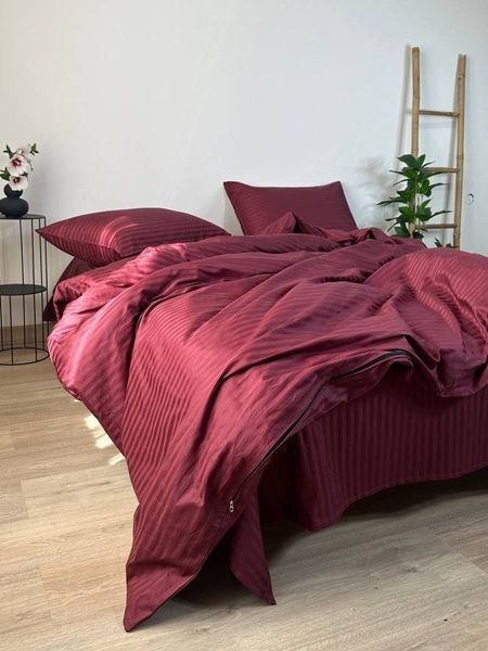 Комплект постільної білизни Страйп-сатин &bull; 100% бавовна &bull; Бордо STRIPE-SATIN-BORDO фото