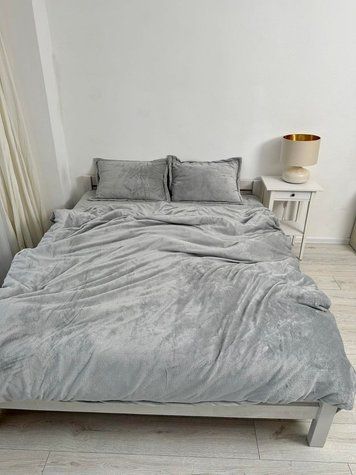 Комплект постельного белья Велюр &mdash; плюш, мягкость и уют &mdash; Серый VELOUR-1.5-SIRYI фото