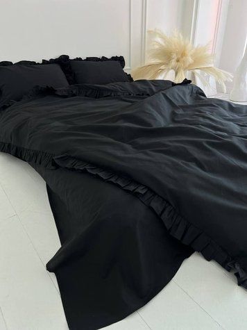 Комплект постельного белья Рюши Бязь Gold Lux &mdash; Чорный RUCHI-Bgold-BLACK фото