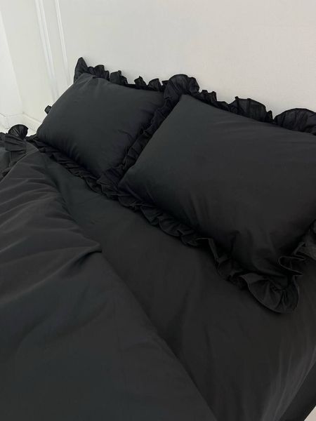 Комплект постельного белья Рюши Бязь Gold Lux &bull; 100% хлопок &bull; Чорный RUCHI-Bgold-BLACK фото