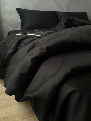 Комплект постельного белья Сатин Premium &mdash; 100% хлопок Турция &mdash; Чёрный SATIN-CHORNYI фото