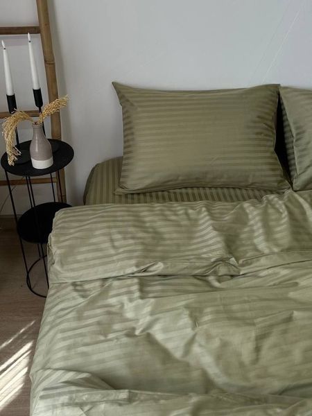 Комплект постельного белья Страйп-сатин &bull; 100% хлопок &bull; Оливковый 2 STRIPE-SATIN-OLYVKOVYI-2 фото