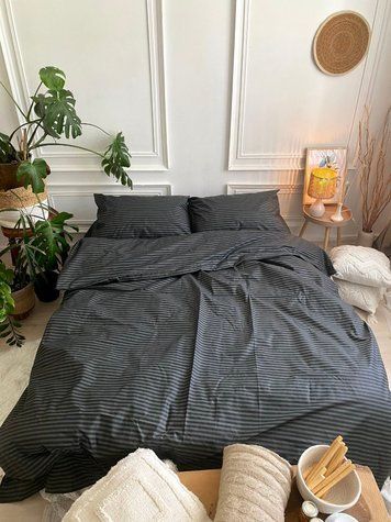 Комплект постільної білизни Бязь Gold Lux &mdash; 100% бавовна &mdash; Графітовий у смужку BYAZ-GOLD-GRAFITOVYI-U-SMUZHKU фото