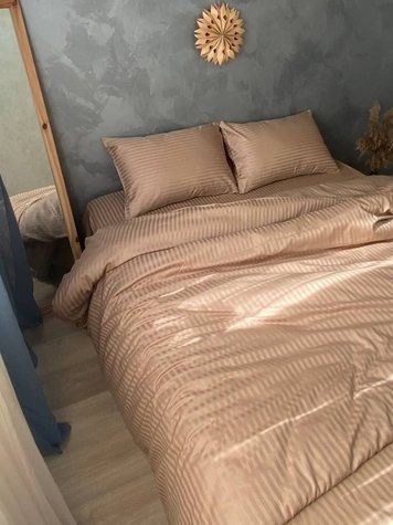 Комплект постільної білизни Страйп-сатин &mdash; 100% бавовна &mdash; Мокко STRIPE-SATIN-MOKKO фото