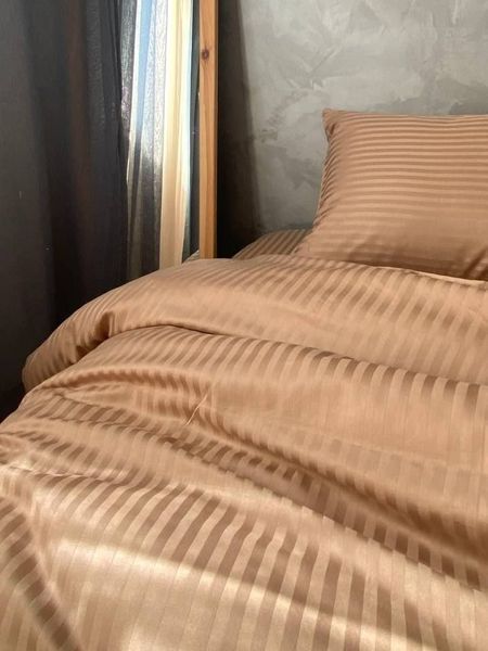 Комплект постільної білизни Страйп-сатин &bull; 100% бавовна &bull; Мокко STRIPE-SATIN-MOKKO фото