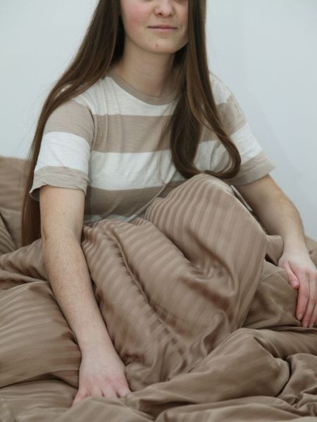Комплект постільної білизни Страйп-сатин &bull; 100% бавовна &bull; Карамель STRIPE-SATIN-KARAMEL-A фото