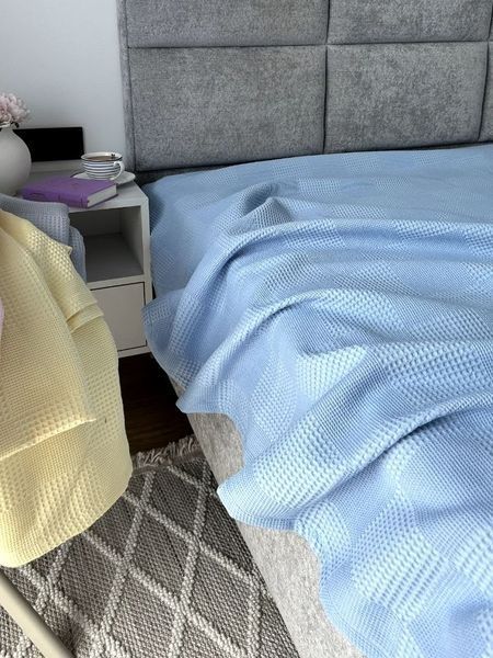 Покривало вафельне &mdash; 100% бавовна Туреччина &mdash; Блакитний POKRYVALO-PIKE-BLAKYTNYI фото