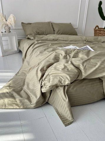 Комплект постільної білизни Страйп-сатин &bull; 100% бавовна &bull; Оливка STRIPE-SATIN-OLIVKA фото