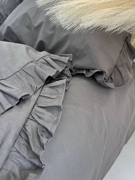 Комплект постельного белья Рюши Бязь Gold Lux &bull; 100% хлопок &bull; Графит RUCHI-Bgold-GRAPHITE фото