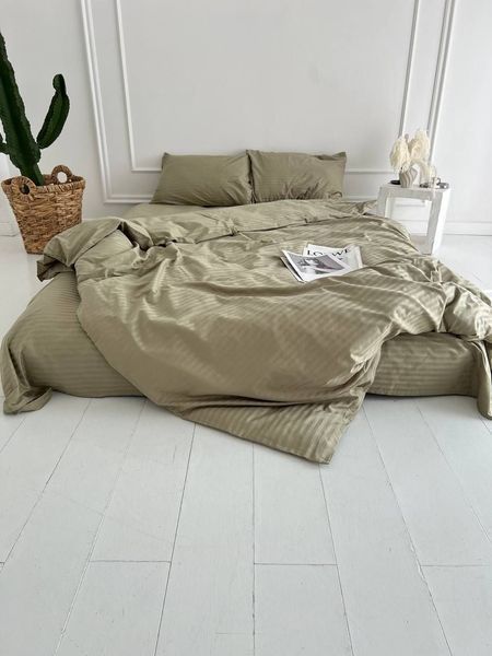 Комплект постельного белья Страйп-сатин &bull; 100% хлопок &bull; Оливка STRIPE-SATIN-OLIVKA фото