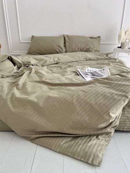 Комплект постельного белья Страйп-сатин &bull; 100% хлопок &bull; Оливка STRIPE-SATIN-OLIVKA фото
