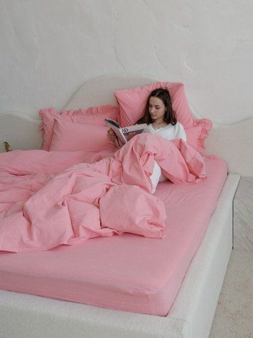 Комплект постельного белья с рюшами Варёный хлопок &mdash; 100% хлопок Soft Collection &mdash; Клубничное мороженое BOILED-COTTON-POLUNYCHNE-MOROZYVO-RUSH-A фото