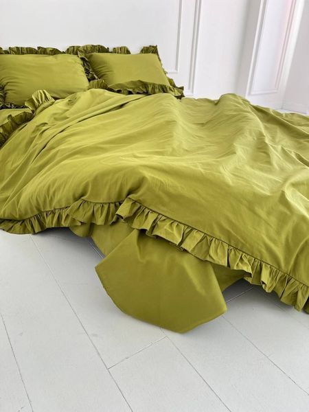 Комплект постельного белья Рюши Бязь Gold Lux &bull; 100% хлопок &bull; Хаки RUCHI-Bgold-KHAKI фото