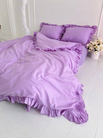 Комплект постельного белья Рюши Бязь Gold Lux &mdash; Лаванда (колір) RUCHI-Bgold-LAVENDER-C фото
