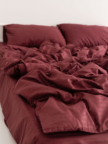 Комплект постільної білизни Страйп-сатин &bull; 100% бавовна &bull; Бордо 2 STRIPE-SATIN-BORDO-2-A фото
