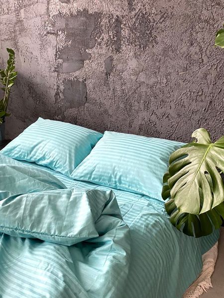 Комплект постельного белья Страйп-сатин &bull; 100% хлопок &bull; Бирюза STRIPE-SATIN-BIRIUZA фото