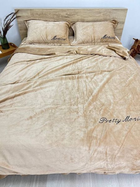 Комплект велюрового постельного белья Моника Светлый беж VELOUR-MONIKA-SVITLIY-BEZH фото