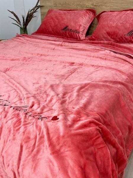 Комплект велюрового постельного белья Моника Коралловый VELOUR-MONIKA-KORALOVIY фото