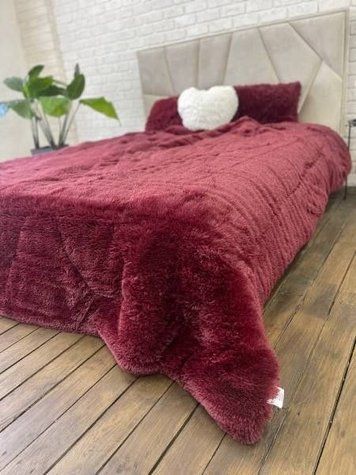 Покривало-ковдра &laquo;Травка&raquo; &bull; Гранат FUR-BLANKET-TRAVKA-GRANAT фото