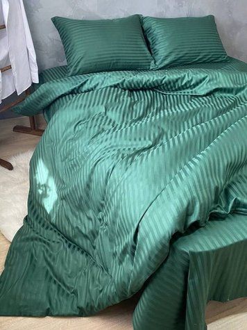Комплект постільної білизни Страйп-сатин &bull; 100% бавовна &bull; Зелений STRIPE-SATIN-ZELENYI фото