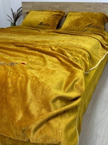 Комплект велюрового постельного белья Моника Медовое золото VELOUR-MONIKA-MEDOVE-ZOLOTO фото