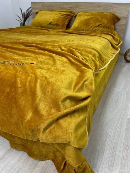 Комплект велюрового постельного белья Моника Медовое золото VELOUR-MONIKA-MEDOVE-ZOLOTO фото