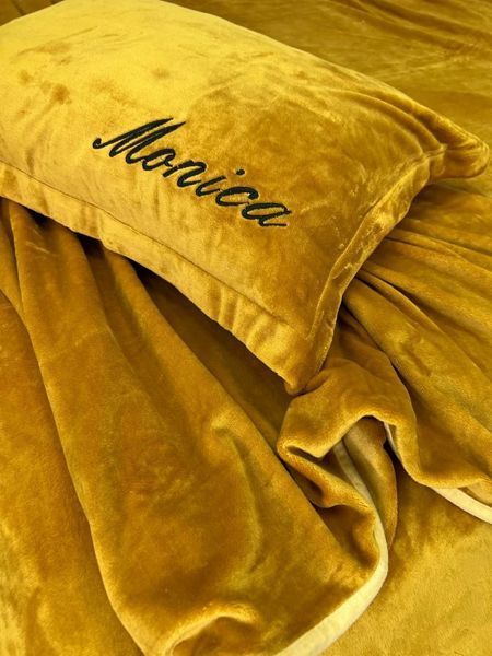 Комплект велюрового постельного белья Моника Медовое золото VELOUR-MONIKA-MEDOVE-ZOLOTO фото