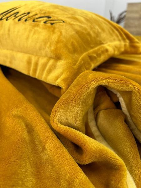 Комплект велюрового постельного белья Моника Медовое золото VELOUR-MONIKA-MEDOVE-ZOLOTO фото