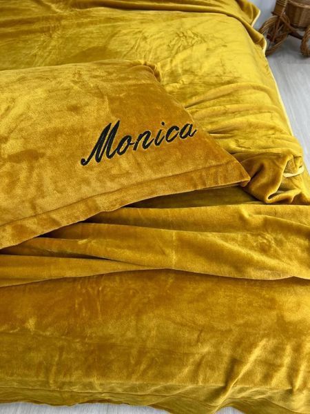 Комплект велюрового постельного белья Моника Медовое золото VELOUR-MONIKA-MEDOVE-ZOLOTO фото