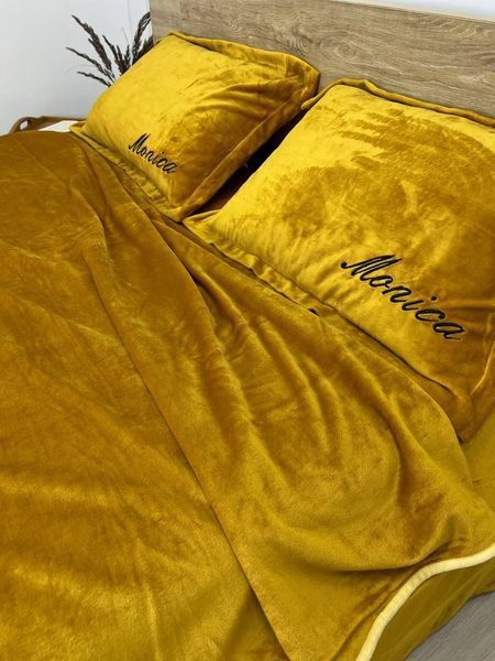 Комплект велюрового постельного белья Моника Медовое золото VELOUR-MONIKA-MEDOVE-ZOLOTO фото